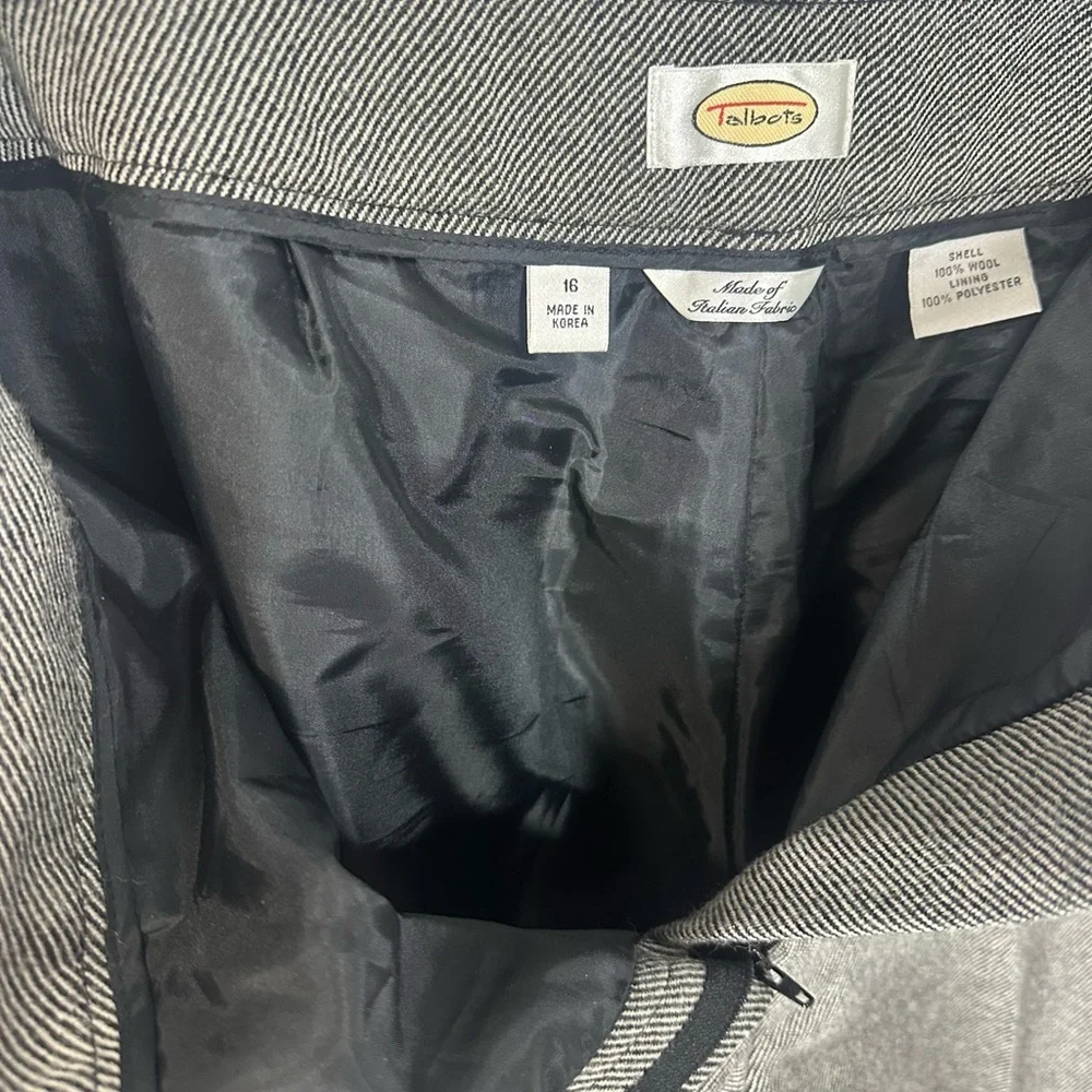Talbots Black/Gray and White Stripe 100% Wool Lined Trousers Size 16 Italian